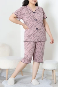 Viskon Büyük Beden Kapri Pijama Takımı Gülkurusu - 54107.1048.
