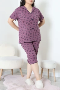 Viskon Büyük Beden Kapri Pijama Takımı Mürdüm - 54107.1048.