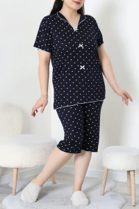Viskon Büyük Beden Kapri Pijama Takımı Koyulaci - 54107.1048.