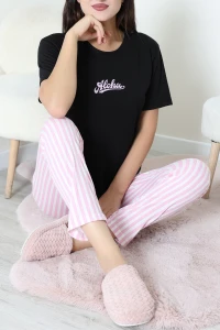 Viskon Pijama Takımı Siyahpembe - 54116.1961.