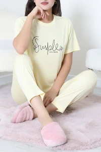 Viskon Pijama Takımı Sarısiyah - 54116.1961.