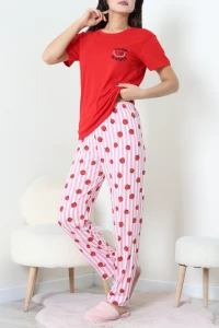 Viskon Pijama Takımı Kırmızıçizgili - 54116.1961.
