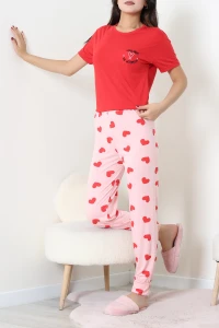 Viskon Pijama Takımı Kırmızıkalp - 54116.1961.