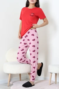 Viskon Pijama Takımı Kırmızımor - 54116.1961.
