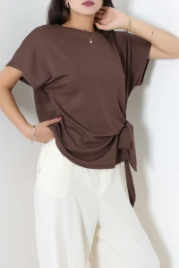 Modal Bağlamalı Bluz Kahve - 71160.1388.