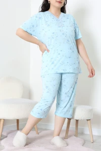 Model Büyük Beden Kapri Pijama Takımı Mavi - 774.1287.