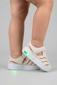 Işıklı Cırtlı Çocuk Sandalet Krem - 33541.264.