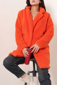Uzun Peluş Mont Turuncu - 53996.2239.