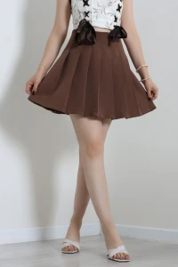 Pileli Double Mini Etek Kahve - 802047.1411.