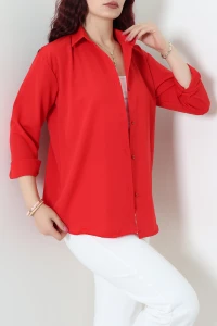 Terikoton Oversize Gömlek Açıkkırmızı - 3080.2131.