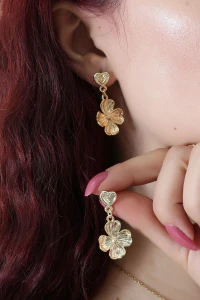 Sallantılı Çiçek Küpe Gold - 33404.2063.