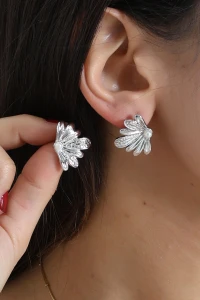 İncili Çiçek Detaylı Küpe Gümüş - 33406.2063.