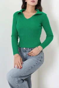 V Yaka Triko Yeşil - 54011.2239.