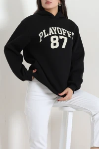 Kapşonlu 3 İplik Sweat Siyah - 54026.2239.