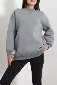 Bisiklet Yaka 3 İplik Sweat Duman - 54027.2239.