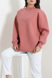 Bisiklet Yaka 3 İplik Sweat Gülkurusu - 54027.2239.