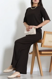 Bisiklet Yaka Oversize Bürümcük Takım Acıkahve - 55127.599.