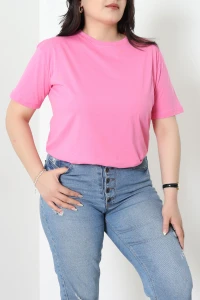 Büyük Beden Lüks Penye Tişört Koyupembe - 80666.1878.