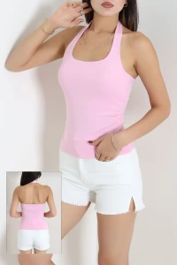 Halter Yaka Crop Top Body Pembe - 1227.1892.