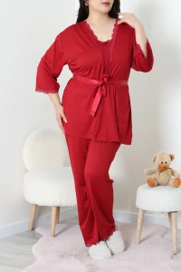 Milan Battal Üçlü Set Takım Bordo - 2144.1287.